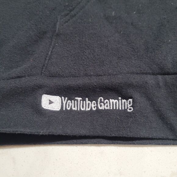 Youtube Gaming Heart Logo Made In USA Black Hoodie M EUC Video Gamer Streamer - Picture 4 of 8